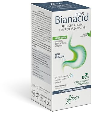 Aboca NeoBianacid 70 Compresse - Acidità, Reflusso e Difficoltà Digestive (70 Compresse, Menta)