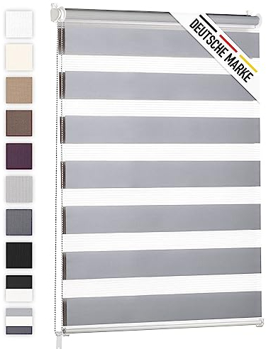 Blumtal Doppelrollo 90 x 130-155cm - Klemmfix Rollo, Rollos für Fenster ohne Bohren, Klemmrollo für Fenster & Türen, Seitenzugrollo, Hellgrau