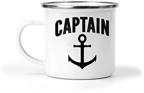 Captain Mug Sailing Enamel Mugs Indoor Outdoor Boating Cup Captains Gifts Tea Coffee Boat Accessories Birthday Christmas Present for Men Ladies