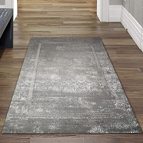 Teppich-Traum Moderner Orient Designerteppich • verzaubernde Verzierungen • glänzend Silber, 80 x 150 cm
