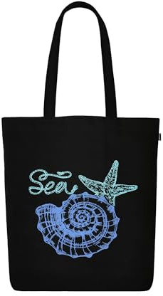 Eco Right Borsa per la spesa, borsa in tessuto di cotone, stampata con cerniera, robusta borsa da trasporto con manico