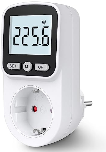 Stromzähler für Steckdose Stromverbrauchsmesser Steckdose 8 Modi, Strommessgerät Steckdose Energiekostenmessgerät Hintergrundbeleuchtung Großes LCD KWH Watt Energiemessgerät Leistungsmesser Steckdose