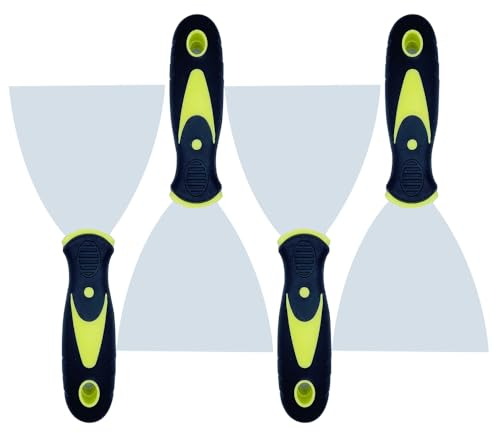 XINGSUI Espátulas de Acero Inoxidable-4 Piezas Cuchillos de masilla de metal,Espátula,para Masilla Esparcir Parchar Calcomanías Papel Tapiz(4 Pulgada)