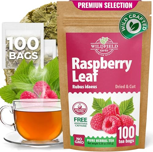 100 Bags Raspberry Leaf Tea Rasberry Leaf Herbs (Rubus Idaeus Folium) - 100 Count 1.5g Bags Rasberry Leave Tea Hojas De Frambuesa