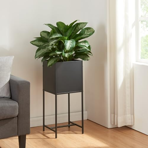 [en.casa] Support de Plantes avec Bac à Fleurs Intégré Étagère Porte-Plantes Style Intemporel pour Intérieur Salon Chambre Bureau Entrée Métal 70 x 30 x 30 cm Noir