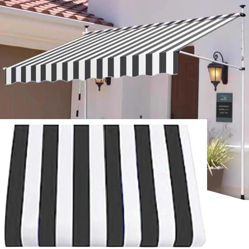 NILZA Tessuto Di Ricambio Per Tenda Da Sole A Bracci Estensibili Telo Di Ricambio Telo Di Ricambio In Tessuto Anti UV Copertura Superiore Di Ricambio Per Tenda Sole(Color:Black White,Size:350cm)