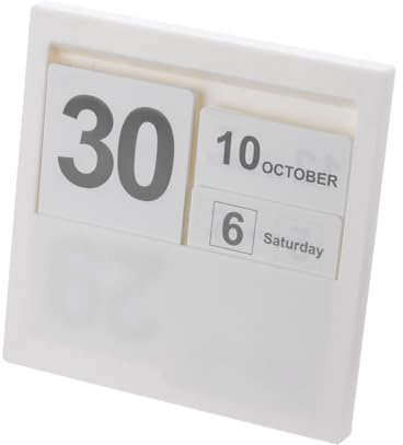 PATIKIL Insertar Perpetuo Calendario Escritorio Plástico Calendario Soporte Mes Semana Fecha Pantalla para Escritorio Tienda Oficina Hogar Decoración Blanco