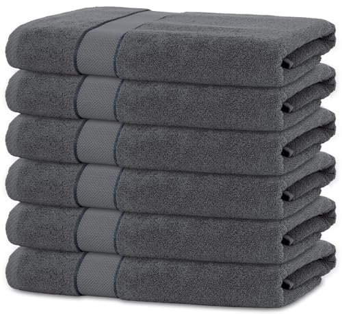 BANANALU 6 Handtücher Set 50x100cm 100% Baumwolle Gästehandtücher Handtuch Anthrazit