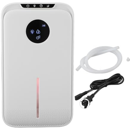 800 mq. Deumidificatori Ft con Tubo di Scarico e Serbatoio Dell'acqua più Grande da 2,5 L, Filtro PET da 1,2 L/D Deumidificatore Silenzioso con Rilevamento Preciso per (Spina