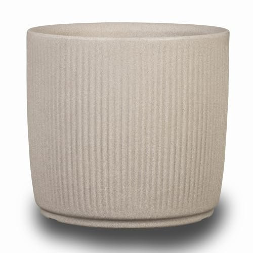 Scheurich Linetto 30 - Macetero Redondo de Color Arena, Fabricado con plástico Reciclado