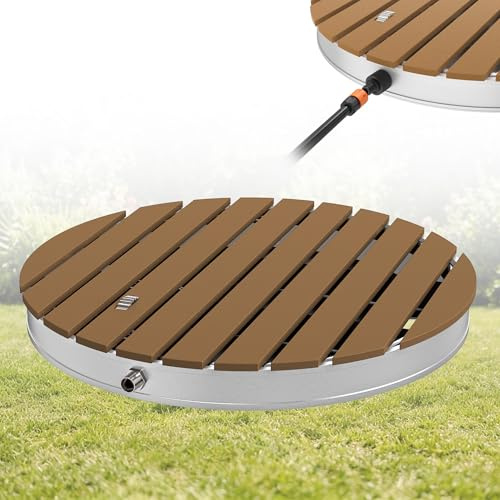 HENGMEI Doccia da giardino, doccia a pavimento, per esterni, WPC, campeggio, doccia esterna, cartuccia per sauna, antiscivolo, resistente alle intemperie, superficie di supporto in alluminio fino a 4