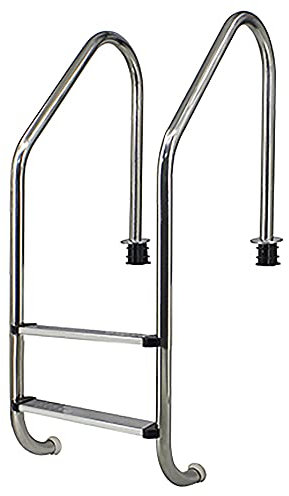 Escalera de Piscina de 2 peldaños, pasamanos de Acero Inoxidable 304 para Piscina Interior y Exterior, Grosor de Pared del Tubo: 1,2 mm, Requiere empotrar, Color Plateado, 133 x 49,3 x 19 c