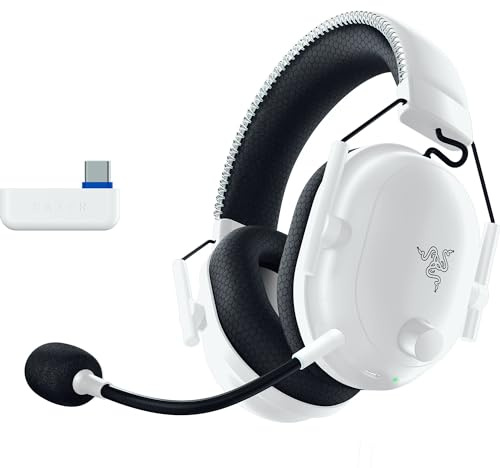 Razer Blackshark V2 Pro (Playstation) – trådlös konsol E-Sports Headset för PS5 (TriForce 50 mm-drivrutin, HyperSpeed Wireless, FPS-ljudprofil, avtagbar HyperClear-mikrofon) vit (renoverad)