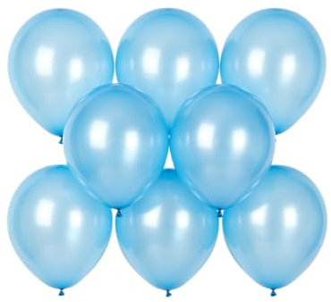 Strålande himmel blå ballonger 30 cm (12 tum), 110 stycken vakuumförpackade festballonger med glanseffekt, 100 % naturlig latex, heliumlämplig för bröllop, födelsedag, jul, alla hjärtans dag