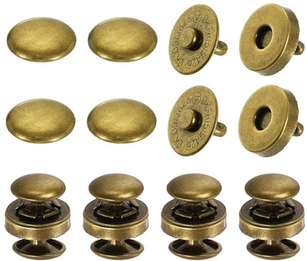 PATIKIL 14mm Boutons Magnétiques À Pression, 6Pcs Fermeture Magnétique En Cuivre Pour Sacs À Main Vêtements Couture DIY Artisanat, Couleur Cuivrée