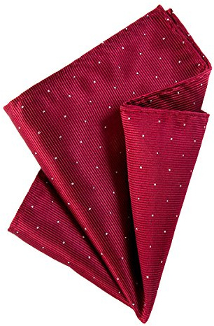 DonDon fazzoletto da taschino con puntini argento 25 x 25 cm per uomo adatto ad occasioni cerimoniali - Rosso scuro