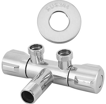 Válvula de ángulo de salida de doble interruptor de cobre Válvula de desvío Adaptador de válvula Conector Inodoro Bidé Grifo de ducha Accesorios de baño G1/2