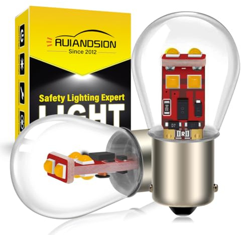 Ruiandsion 2 pièces ampoule LED 1156 7506 BA15S ambrée 9V-30V 12V puces LED 3535 6 SMD Remplacement pour les feux de signalisation directionnelle Sans polarité