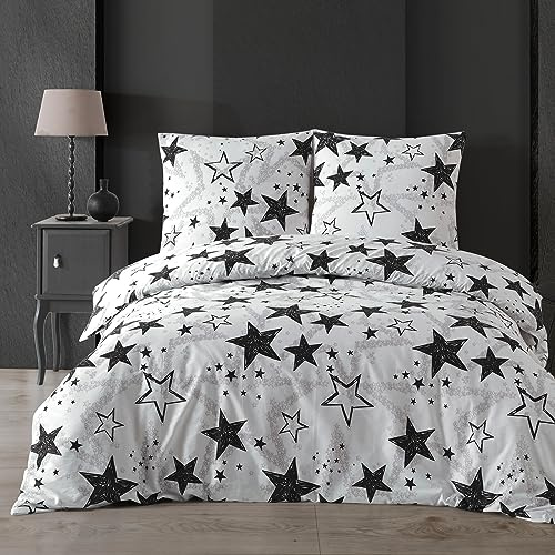 Buymax Sängkläder 135 x 200 % 100 bomull 2-delat påslakan – sängklädesset 135 x 200 cm med 1 x örngott 80 x 80 cm, Oeko-Tex förstärkta sängkläder i set med dragkedja