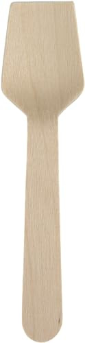ABENA Ice Cream Spoons | Pack of 100 | Disposable Mini Dessert Wooden Spoons | Ideal for Ice Cream Vendors | Suitable for Samples and Small Plates