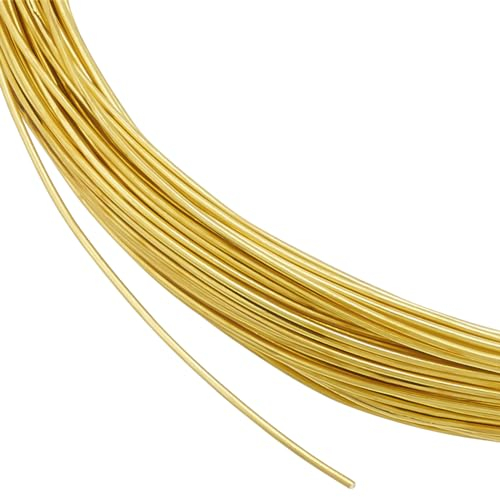 BENECREAT 20m 0.6mm Messing-Bastel-Schmuckdraht, Goldener Künstlerischer Perlendraht, Anlaufgeschützter Kupferdraht Für Schmuck, Perlen, Basteln, Herstellung von Ringen, Ohrringen, DIY