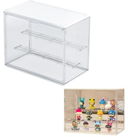 Siyecioa Display Case, Acrylic Display Cabinet, Glass Showcase, Small Display Cabinet with Door for Action Figures, Toys, Mini Figures, Collectable Figures, Self-Assembly with 2 Layers (30 x 24 x 17.9