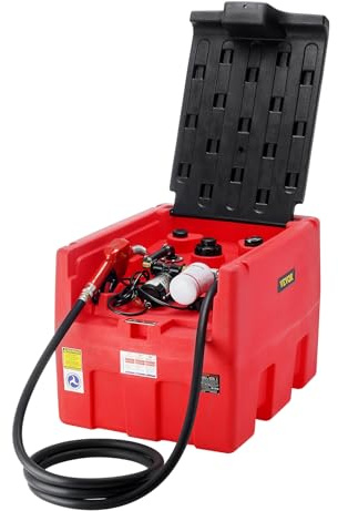 VEVOR Serbatoio Benzina Diesel Portatile 182L, Serbatoio Rifornimento Carburante, Pompa di Trasferimento 12V, 40 L/Min, Tubo Flessibile 4 m, Pistola per Rifornimento per Veicoli Settore Agricolo