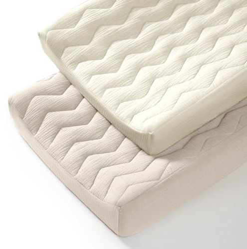 lulumoon Muslin Changing Pad Cover: Quilted Cotton Gentle on Baby's Skin