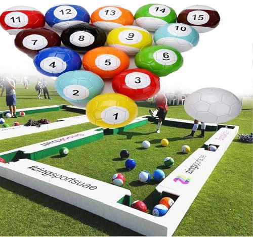 Set di palle da biliardo da calcio e snooker da tavolo, giganti in pelle, per cortile e camere, kit da 16 pezzi per gioco di strada