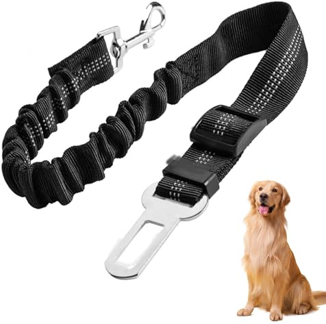 Dog Seat Belt for Cars UK - Adjustable Travel Safety Belt - Durable Dog Car Harness for Child Safety Seat - Universal Seatbelt for Car Travel (Black)