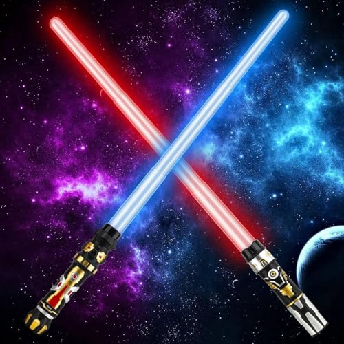 TOY Life Light up Saber 2 Pack Light up Saber for Kids Extendable Light Up Toy Sword for Kids with Motion Sensitive FX Sound Dark Sword for Halloween Dress Up Parties Gifts