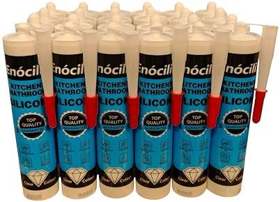 X24 EnociliS Anti-Mould Clear, Waterproof Mould Protection, Long-lasting Clear Silicone Sealant for Kitchen & Bathroom