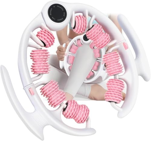 Ouxayapl massageapparat för ben, muskelterapi massagestav, 360° täckning anti-celluliter massageapparat & lymfdränering, cellulitrulle, massageapparat massagerulle för ben, lår (rosa 14)
