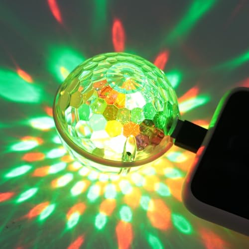 FOYTOKI Lampada LED Dj Light USB Ricaricabile, Mini Sfera Luminosa Rotante Colorata per Luci da Discoteca e Feste, Illuminazione Scenica per Club, Bar e Sala da Ballo
