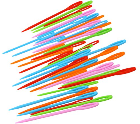 rosenice 40 stücke Kunststoff Nähnadeln für Kinder Nähen Handwerk und Nadel Projekte 7 cm und 9 cm (Mischfarbe)