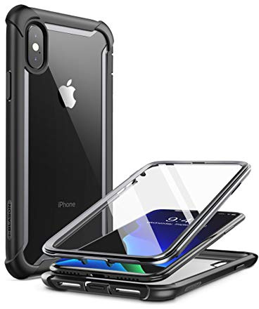 i-Blason iPhone XS Max Hülle [Ares] 360 Grad Handyhülle Bumper Case Robust Schutzhülle Clear Cover mit integriertem Displayschutz für Apple iPhone XS Max 6.5 Zoll 2018 (Schwarz)