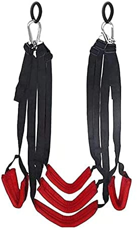 Hung on the Door Swing Set - Deluxe Fantasy Adult Swing with a Comfortable Seat and Leg Pads for Couples - Holds up to 600 lbs (Black)