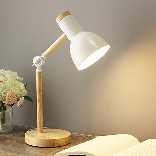 Mengjay Trade flexibel sänglampa, E27 vit lä, LED-skrivbord med strömbrytare, dekorativ metallbord, industriell retro interiörlampa present