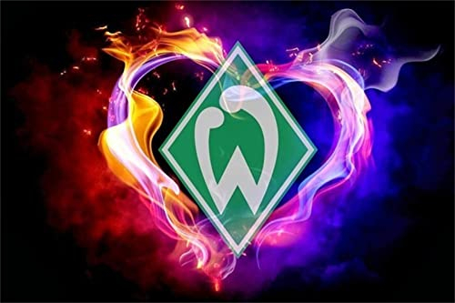 beebei DIY 5D Diamond Painting Kits Werder Bremen Fußball 40x70cm Round Drill Full Art Embroidery Canvas Arts Pictures Craft Home Decoration Wall Posts 16x28in, Mehrfarbig