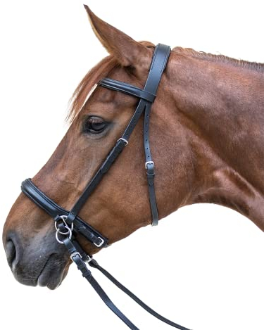 Equipride Bride en cuir sans morsure avec rênes souples Marron X Full- Cob - Poney (plein)