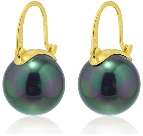 HUGE TOMATO Violet Perle Boucles D'oreilles, 14mm Élégantes GYandes Boucles D'oreilles Perle SSL SL Fermoir Broche pour La Mode Féminine