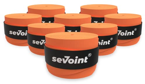 sevoint® - Overgrip Selbstklebendes Griffband mit Anti-Rutsch-Effekt für Tennis Badminton oder Squash (8er Pack, neon orange)
