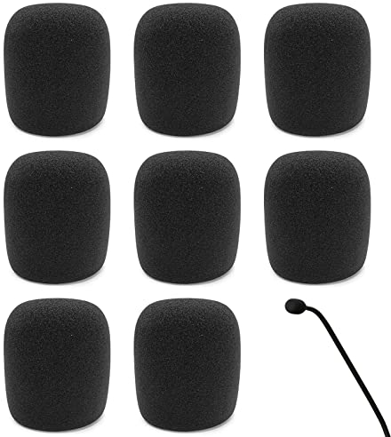 8pcs Headset Microphone Foam Cover,Foam Mic Cover Handheld Microphone Windscreen,Small Microphone Noise Filter,Mini Windscreens Sponge Foam Covers Shield Protection New Job Gifts（black）