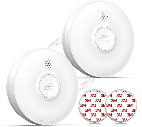 Rauchmelder mit Magnethalterung und Batterie, Funkrauchmelder Vernetzbarer Feuermelder Batterie Austauschbar Rauchwarnmelder Feuermelder, TÜV-Zertifiziert DIN EN 14604 Zertifiziert, 2 Stück