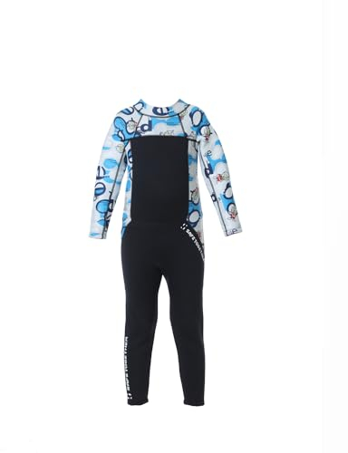 Kinder-Neoprenanzug für Mädchen, Neopren-Badeanzug, Kinder, 2,5 mm, Thermo-Rashguard, dicker Jungen-Neoprenanzug, Sonnenschutz, Tauchen, Schnorcheln, Anzug (2XL, Jungen-Schwarz)