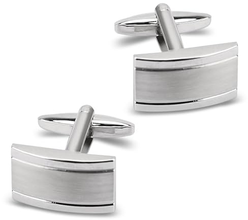 Cufflinks for men, Cuff-links Rectangle Minimalist Silver Matte Texture Solid for Regular Wedding Business Accessories Best Mem (horizontal stripe)