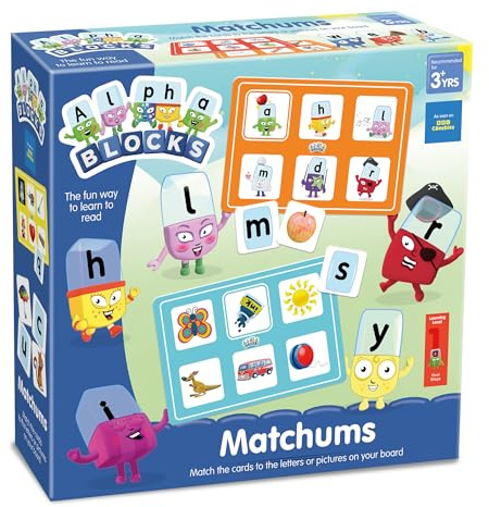 ALPHABLOCKS - Matchums Learning Game - Alphabet Flash Cards & Phonics Games with 5 Double-Sided Boards & 60 Cards - Interactive Alphabet Toys for Letter Recognition - 4 Ways to Play