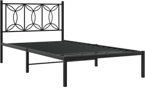 vidaXL Estructura de Cama con cabecero Metal Negro 100x190 cm, armazón de Cama, Cama, Muebles de Dormitorio, Marco de Cama, Cama Individual