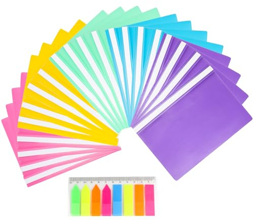 Artmitz 20 Stück A4 Schnellhefter, DIN-A4, A4 Loseblattmappen aus Kunststoff mit, inklusive 100 Blatt Klebeetiketten zur Klassifizierung von Dokumenten und Dateien