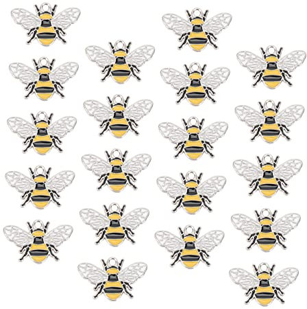 Generisch 20St DIY-Anhänger bienen anhänger schmuckherstellung Wabenperlen aus Emaille Ohrringanhänger aus Emaille dekoration charms anhänger DIY Charme basteln Bienenanhänger Legierung